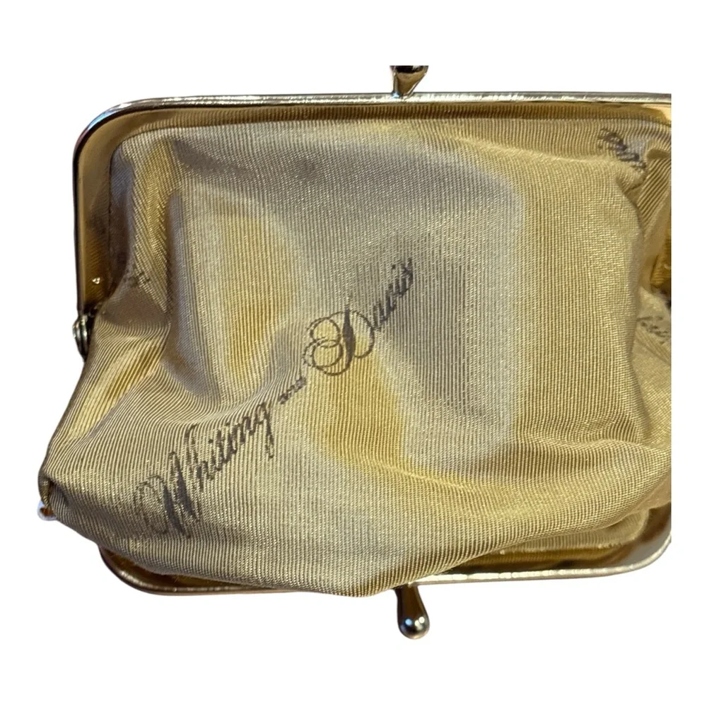 50s WHITING & DAVIS MCM SHIMMERING GOLD MESH CHANGE PURSE W KISS CLOSURE 3